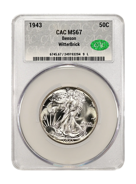 1943 50c CACG MS67 WitterBrick Silver Label