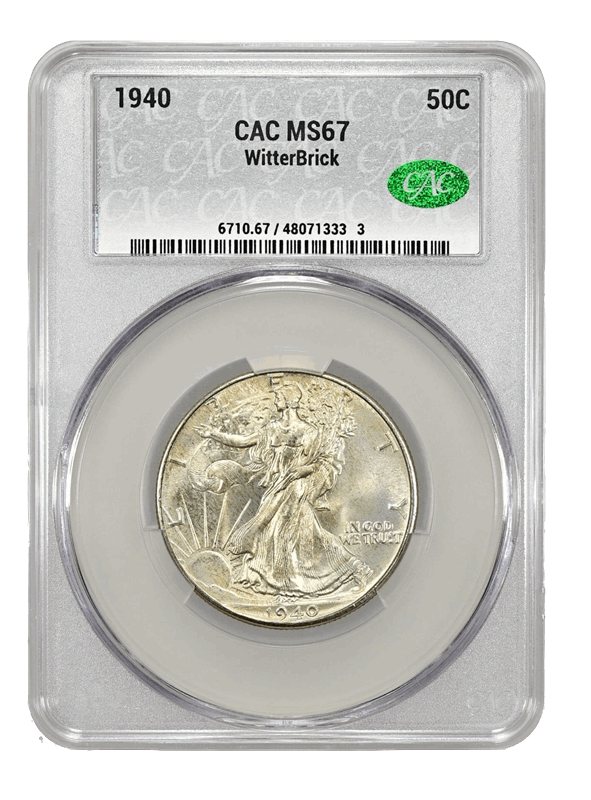 1940 50c CAC MS67 WitterBrick Silver Label