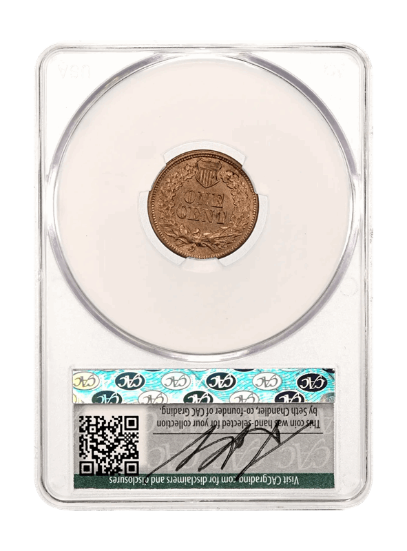 1863 1c CACG MS63 WitterBrick Silver Label