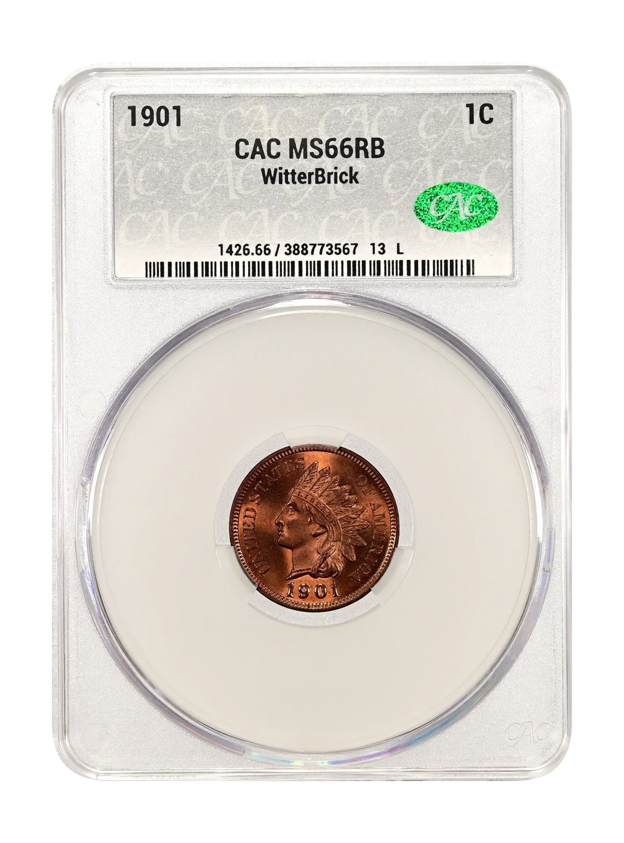 1901 1c CACG MS 66 RB WitterBrick