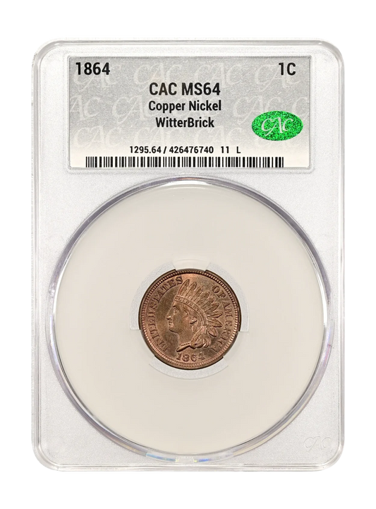 1864 Copper Nickel 1c WitterBrick CACG MS 64