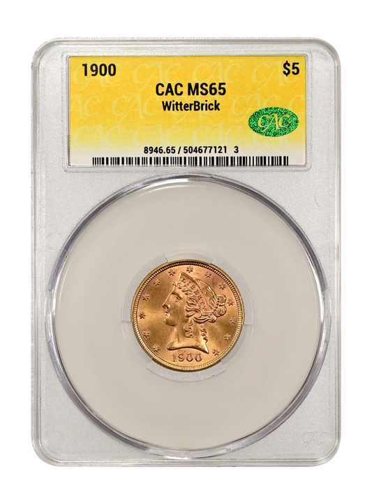 1900 $5 CACG MS 65 WitterBrick