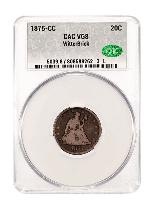 1875-CC 20c CACG VG8 WitterBrick Silver Label