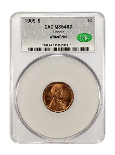 1909-S Lincoln 1C CACG MS 64 RD WitterBrick
