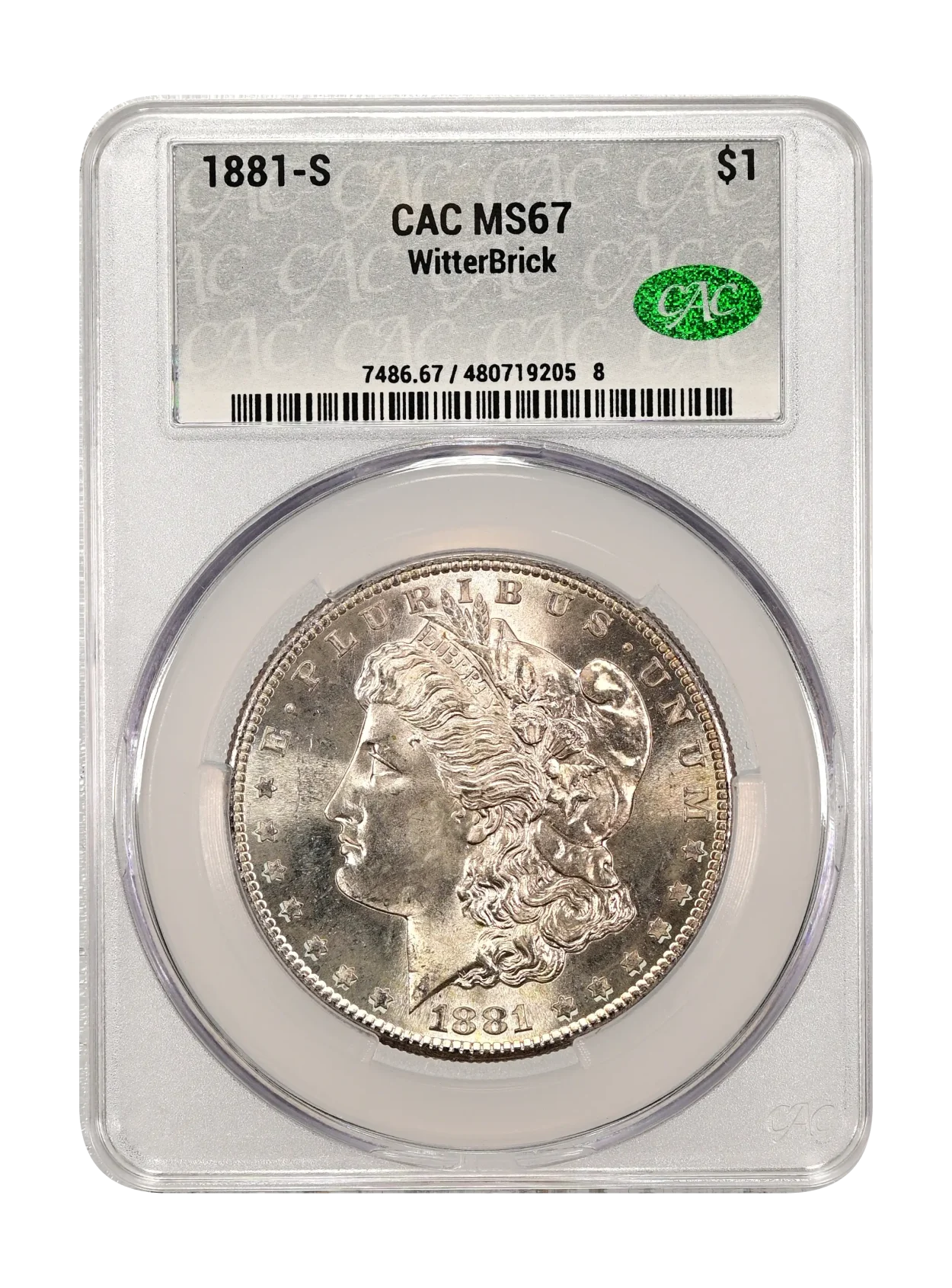 1881-S $1 CACG MS 67 WitterBrick