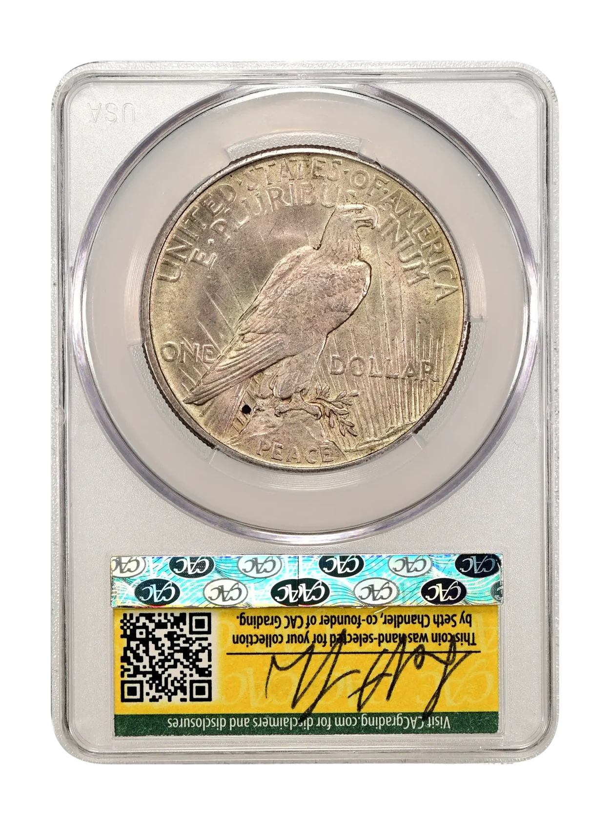 1921 Peace $1 High Relief CACG MS 64 WitterBrick
