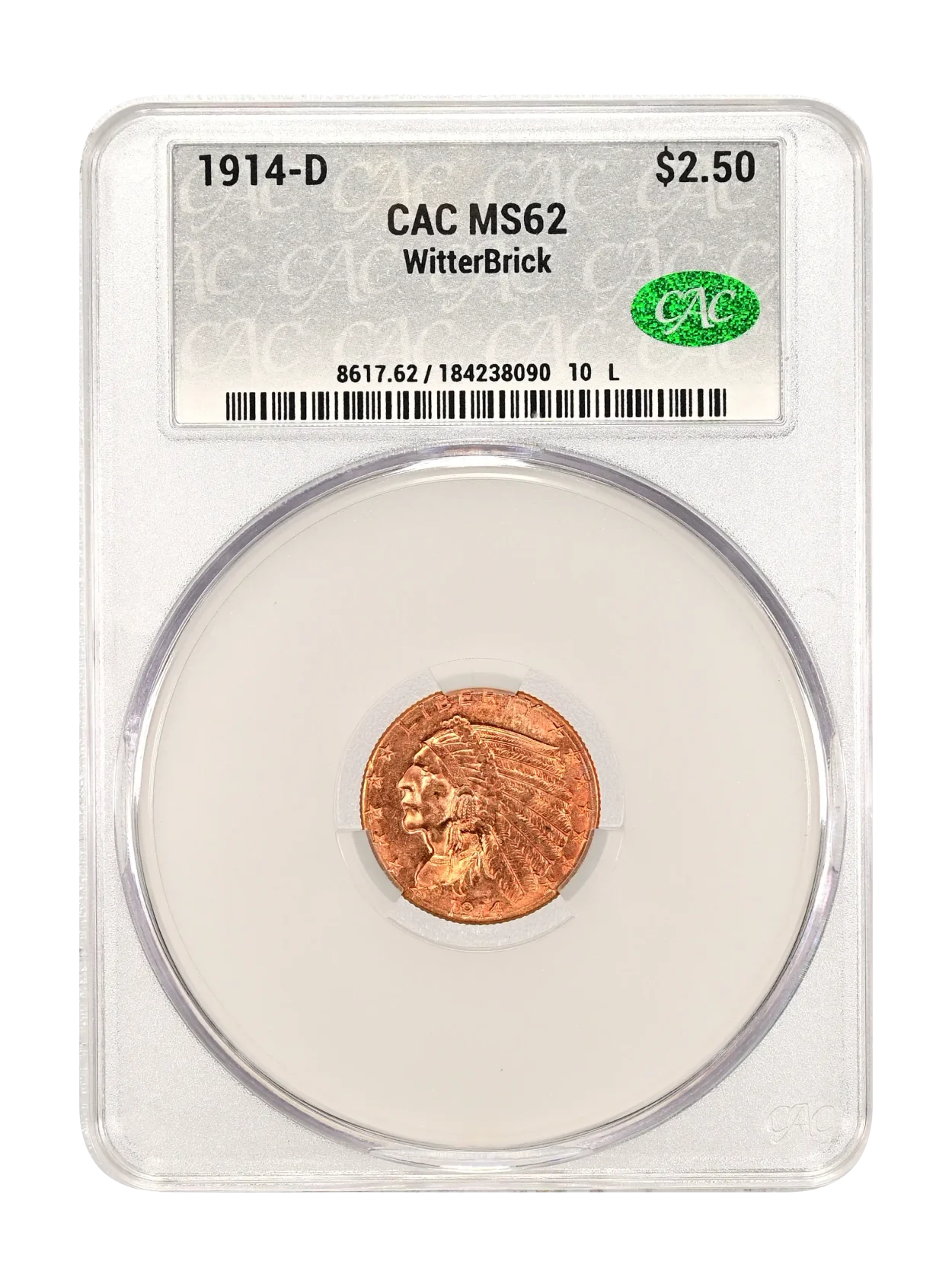 1914-D $2.50 CACG MS 62 WitterBrick