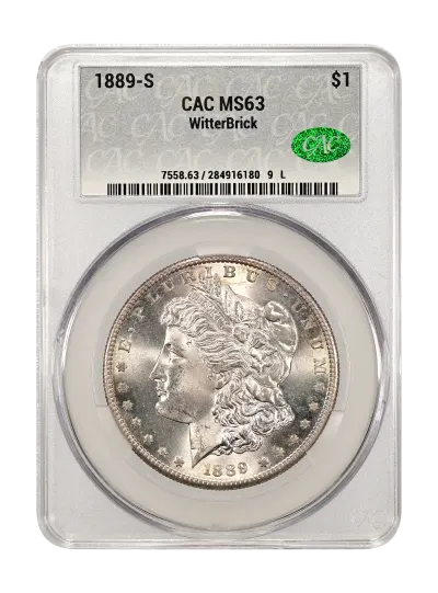 1889-S $1 CACG MS63 WitterBrick Silver Label